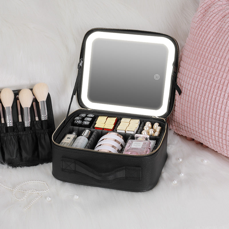 Portable Smart LED Travel Makeup Bags With Ring light Mirror