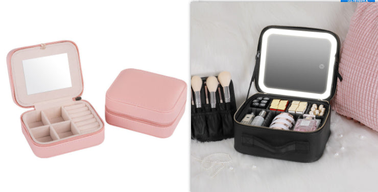 Portable Smart LED Travel Makeup Bags With Ring light Mirror