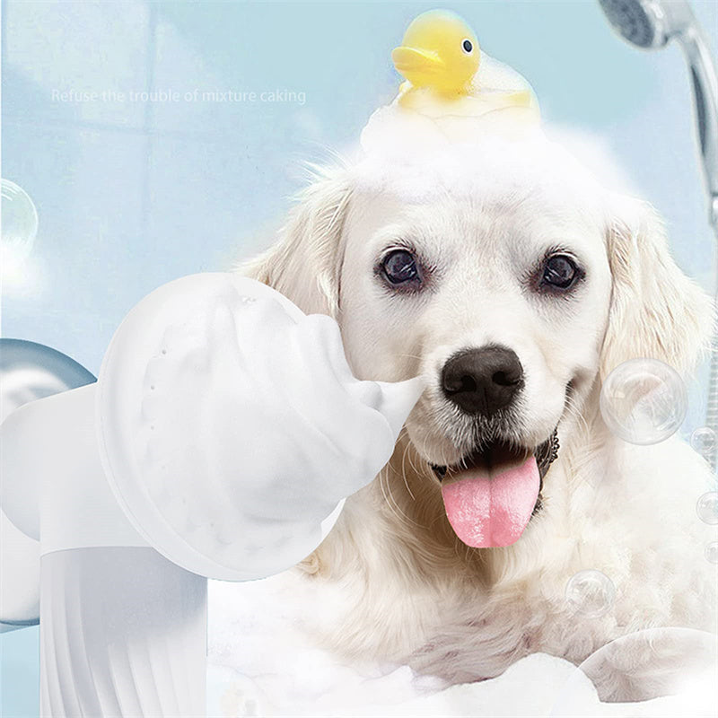 Electric Automatic Shampoo Foaming Pet Bath Brush With Soap Dispenser