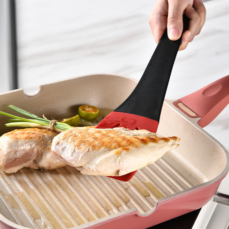 Amazing 3 In 1 Frying Spatula Clip Silicone Shovel Slotted Turners