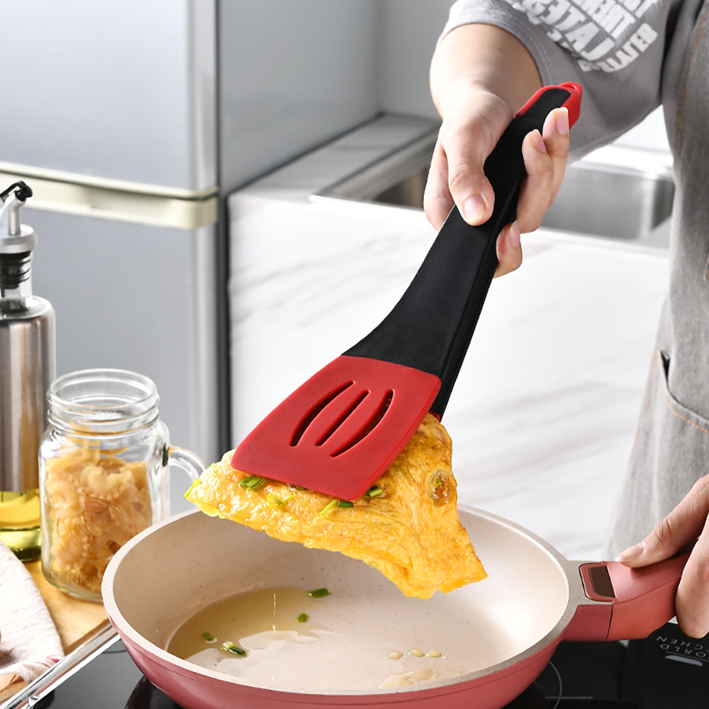 Amazing 3 In 1 Frying Spatula Clip Silicone Shovel Slotted Turners