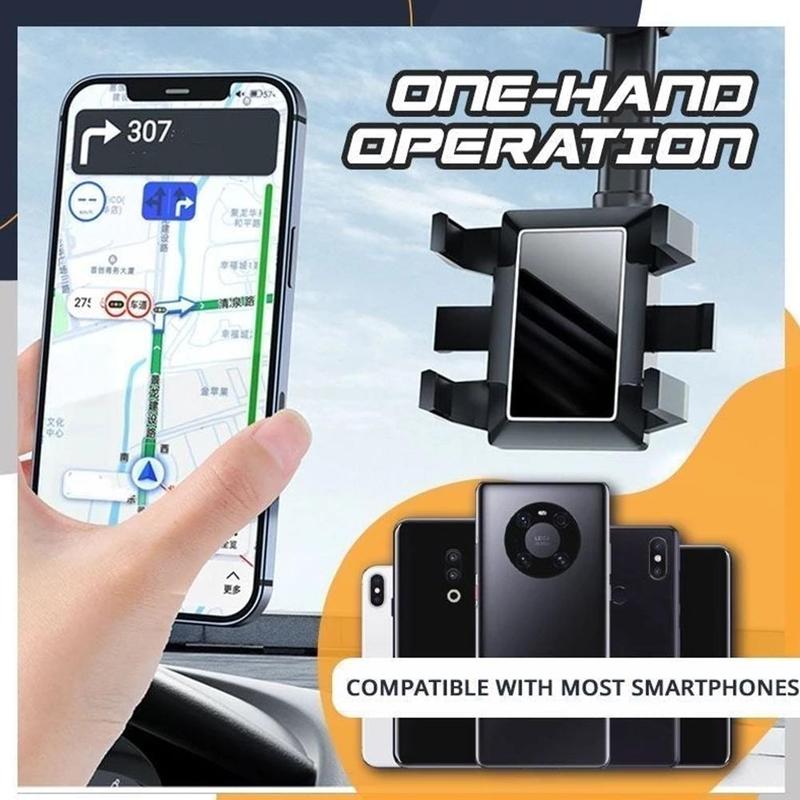 Multifunctional Rotatable And Retractable Rearview Mirror Phone Holder For Car