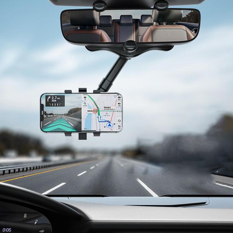 Multifunctional Rotatable And Retractable Rearview Mirror Phone Holder For Car