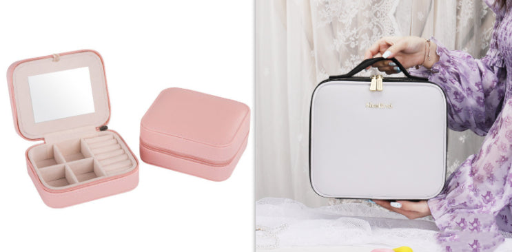 Portable Smart LED Travel Makeup Bags With Ring light Mirror