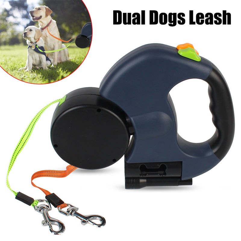 Retractable Dog Leash For Small Dogs With Reflective Dual Pet Leash Lead 360 Swivel