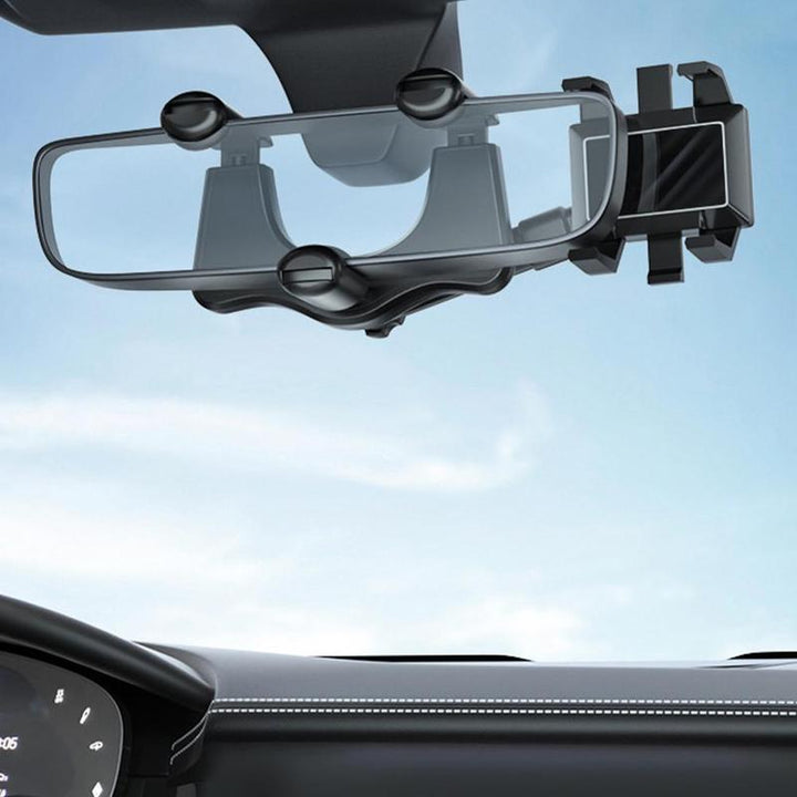Multifunctional Rotatable And Retractable Rearview Mirror Phone Holder For Car