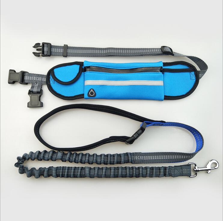 Hands-Free Dog Running Leash with Waist Pocket Adjustable Belt