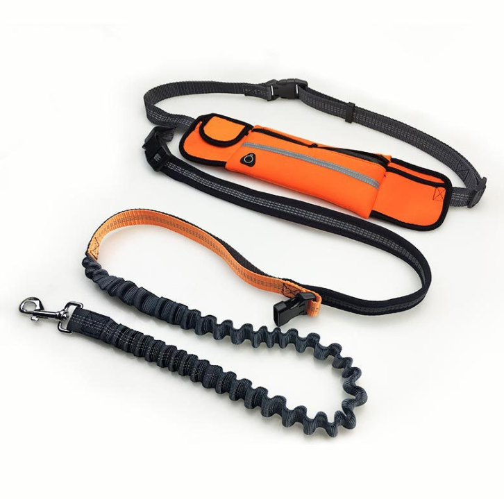 Hands-Free Dog Running Leash with Waist Pocket Adjustable Belt