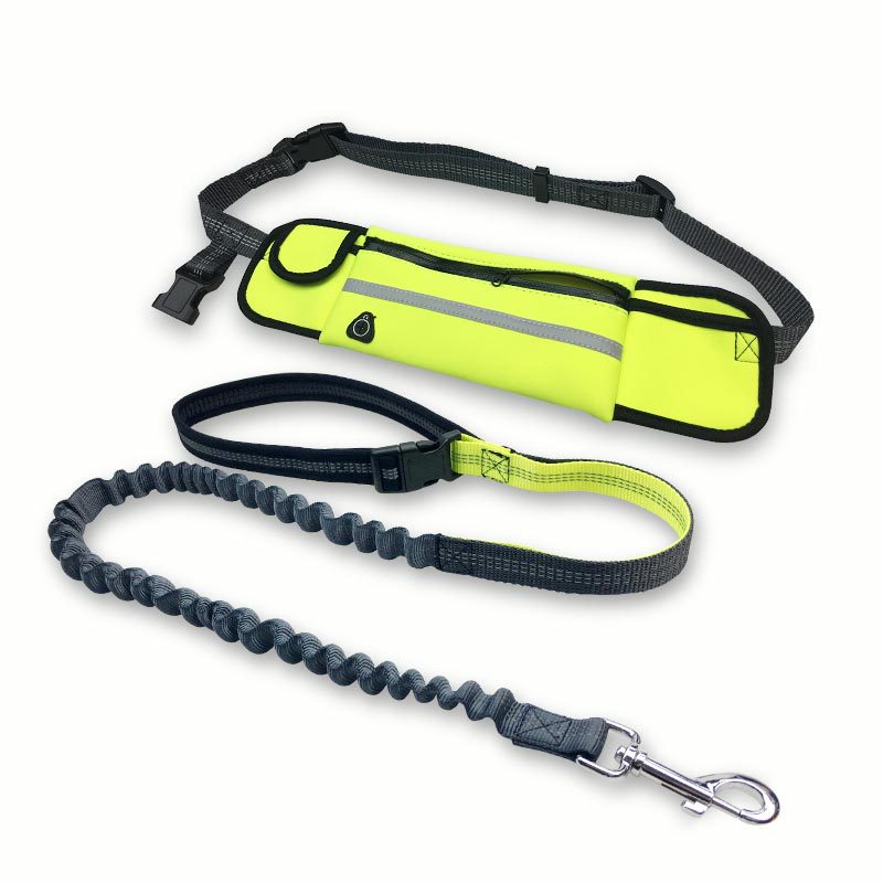 Hands-Free Dog Running Leash with Waist Pocket Adjustable Belt