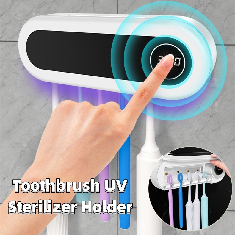 Smart Amazing Wall Mounted Toothbrush UV Sterilizer Holder and Toothpaste Dispenser Squeezer