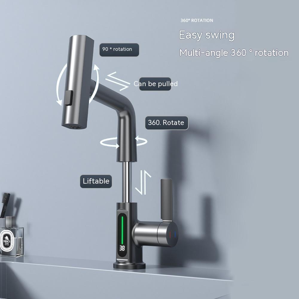 Intelligent Digital Display Faucet Pull-out Basin