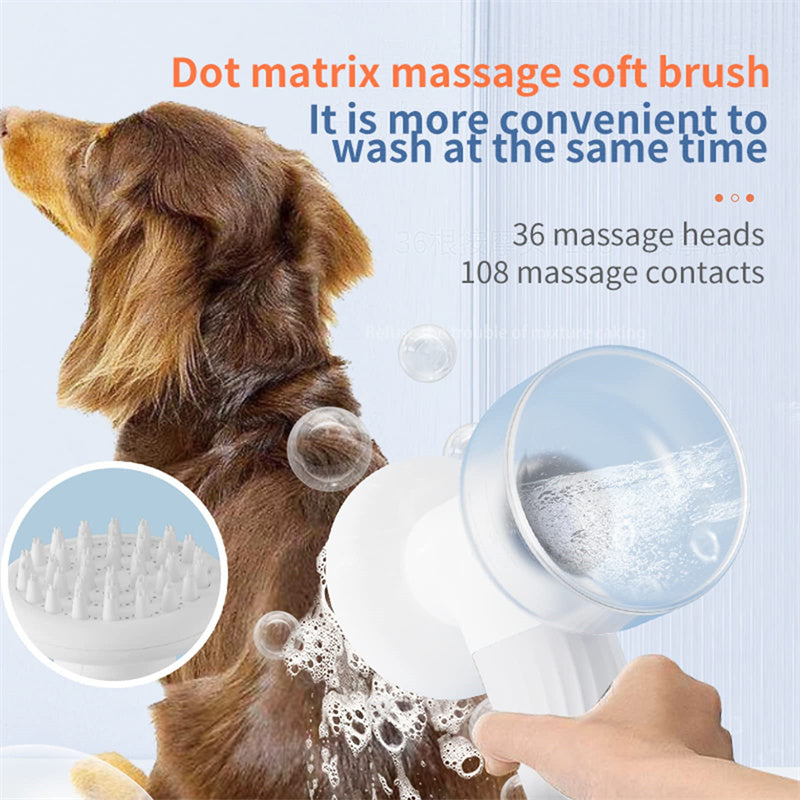 Electric Automatic Shampoo Foaming Pet Bath Brush With Soap Dispenser