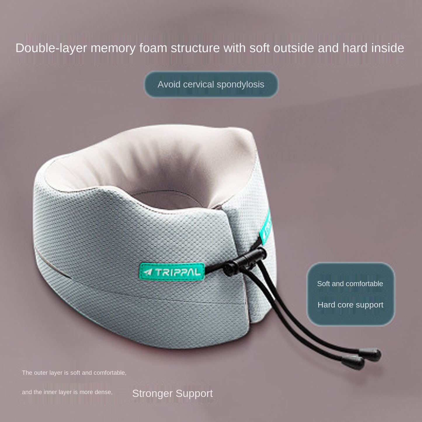 Portable Travel Neck Pillow With Dual-Core Support