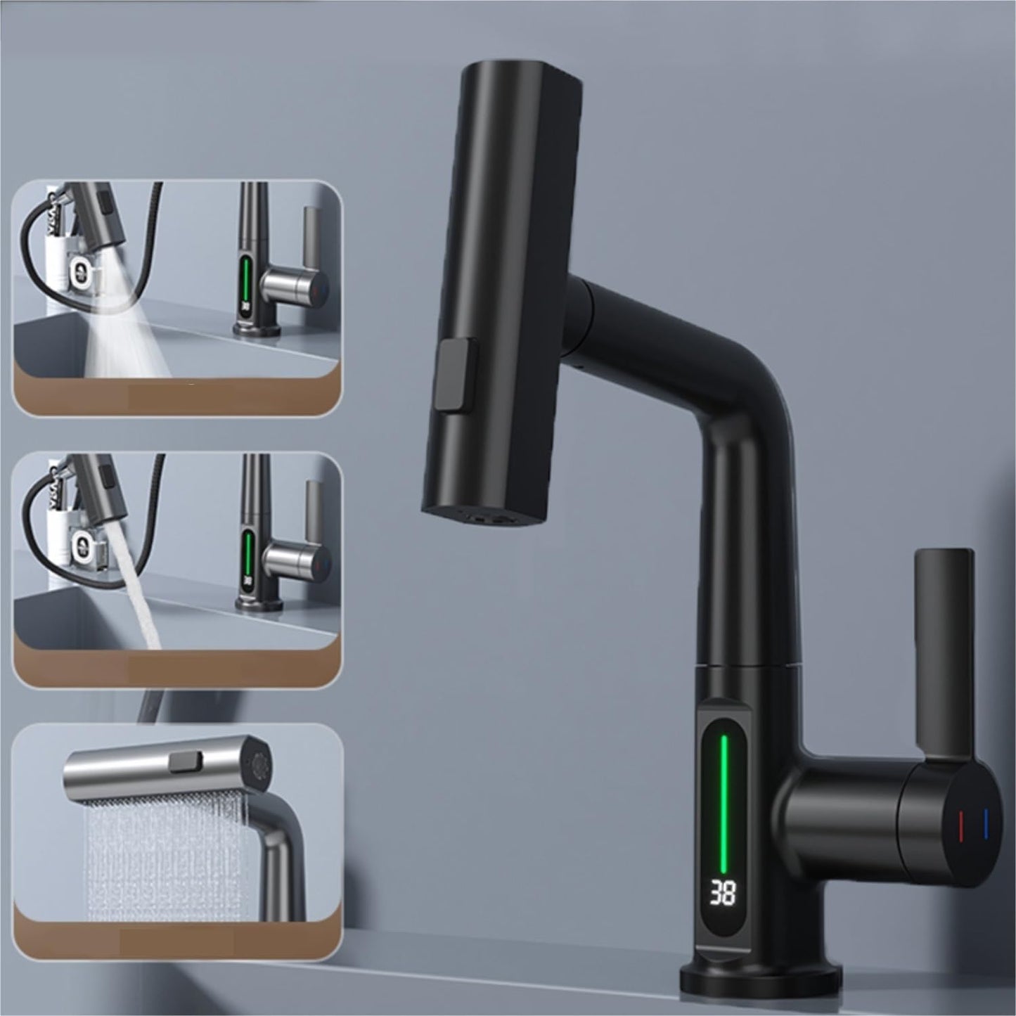 Intelligent Digital Display Faucet Pull-out Basin