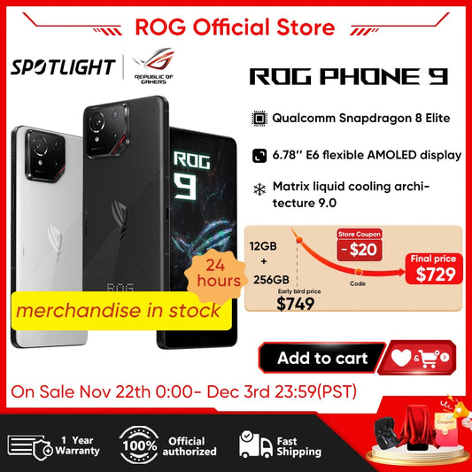 World Premiere ASUS ROG Phone 9 5G Smartphone Snapdragon 8 Elite 6.78‘’ 185Hz AMOLED Display ROG 9 Pro 5800mAh NFC Mobile Phone