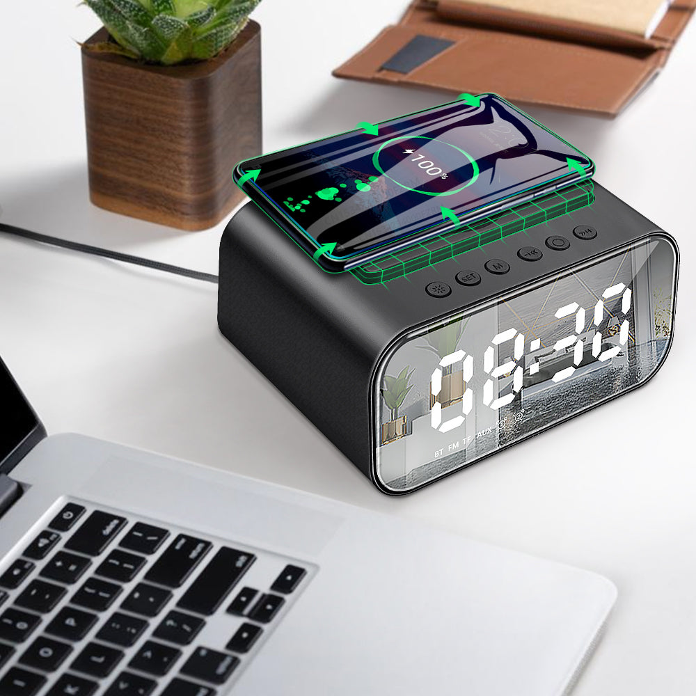 Super-Fast Wireless Charging Bluetooth Speaker LED Alarm Clock