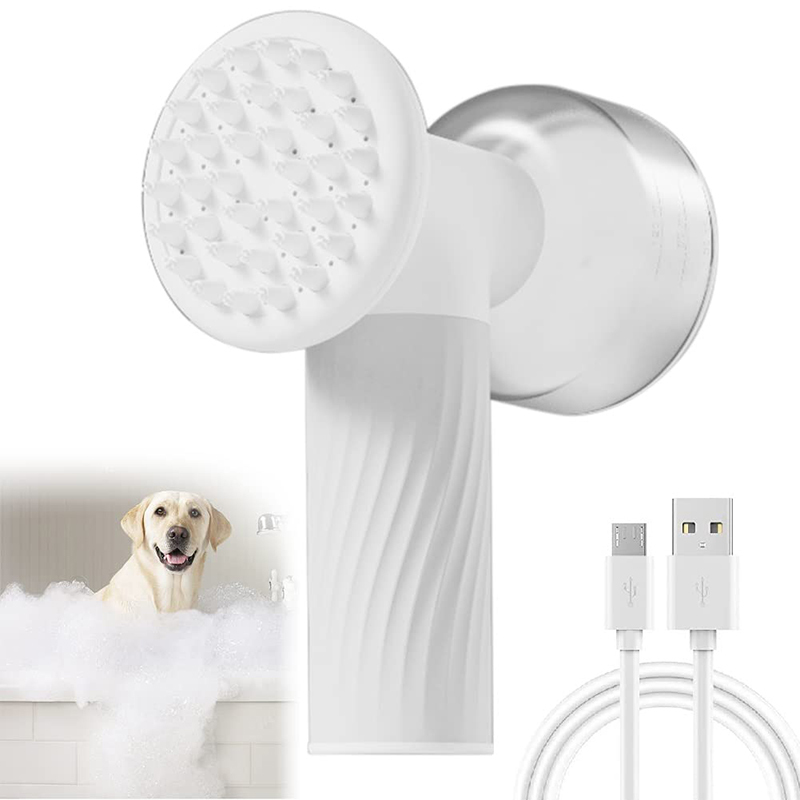 Electric Automatic Shampoo Foaming Pet Bath Brush With Soap Dispenser