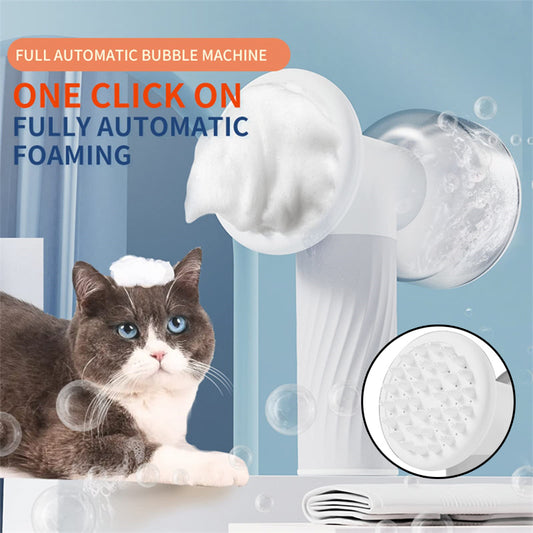 Electric Automatic Shampoo Foaming Pet Bath Brush With Soap Dispenser