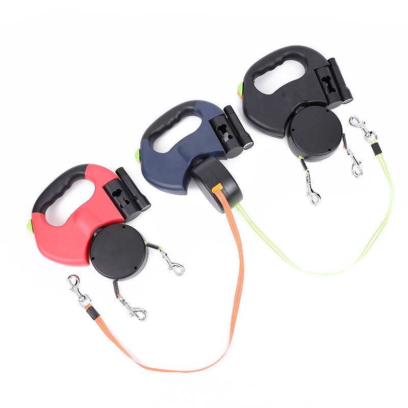 Retractable Dog Leash For Small Dogs With Reflective Dual Pet Leash Lead 360 Swivel