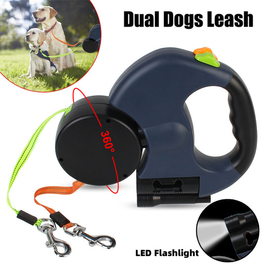 Retractable Dog Leash For Small Dogs With Reflective Dual Pet Leash Lead 360 Swivel