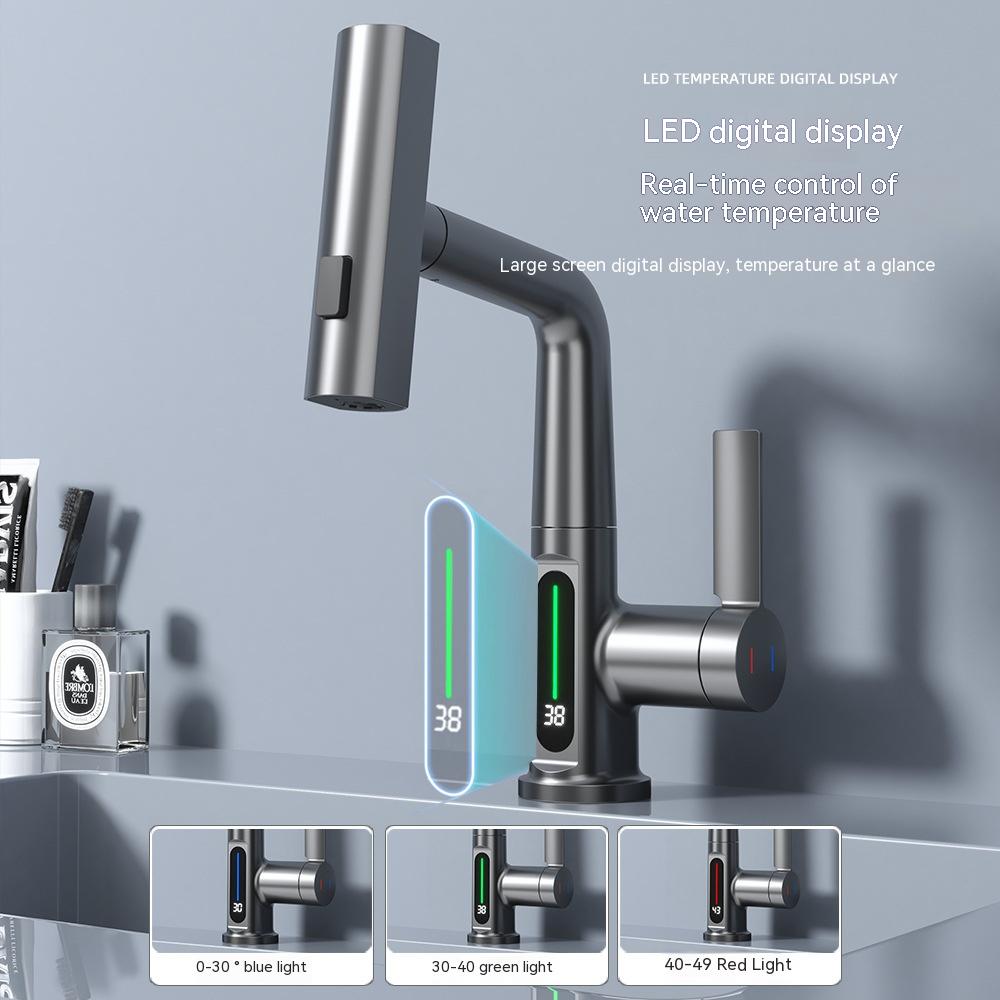 Intelligent Digital Display Faucet Pull-out Basin