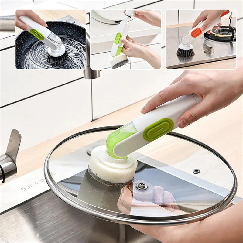 Multi-Functional Long-Handle Liquid-Filled Cleaning Brush Wash Up