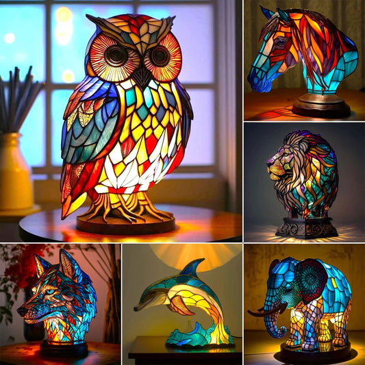 Bright 3D Colored Animal Decorative Vintage Table Lamp