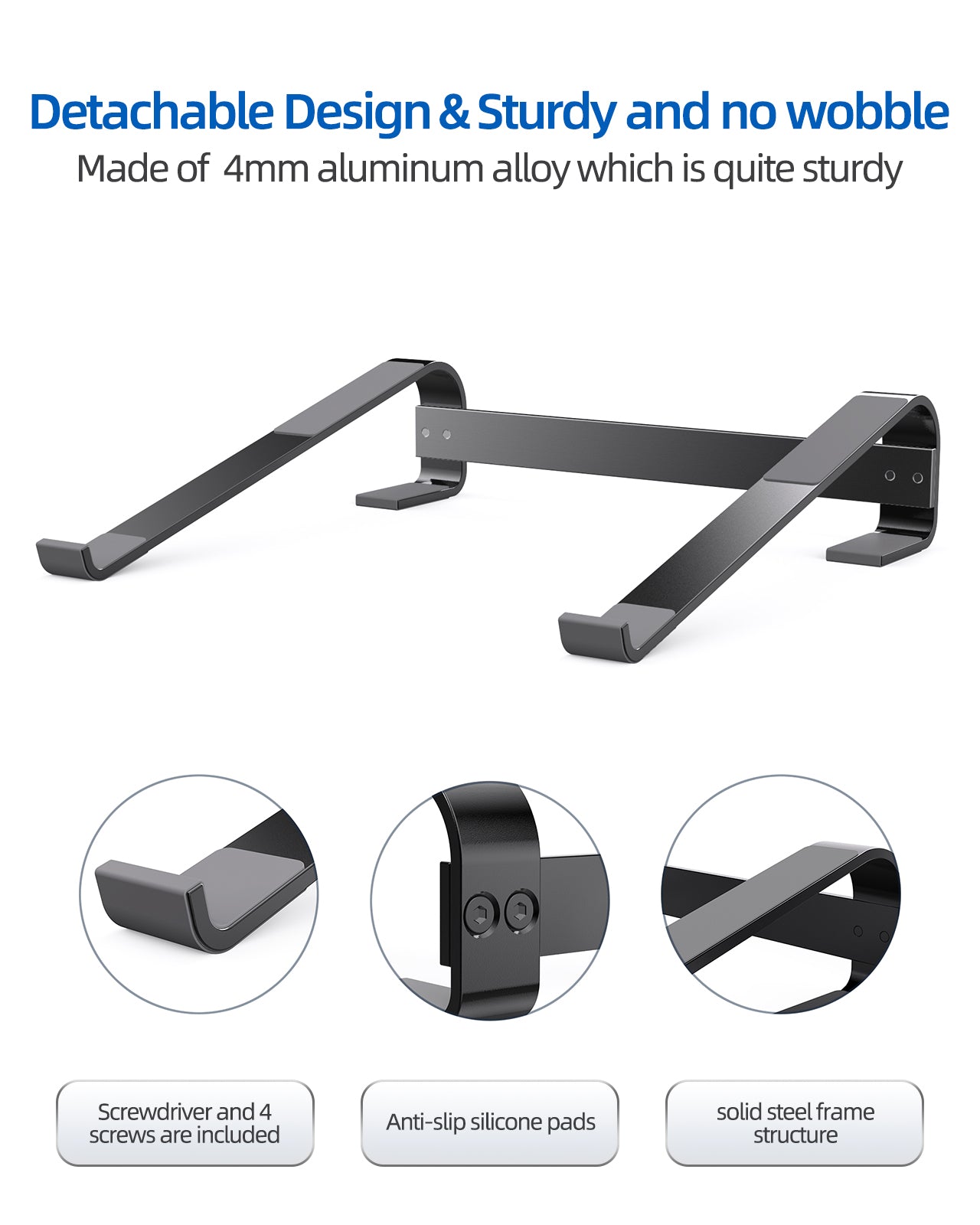 Portable Ventilated Detachable Aluminum Laptop Stand