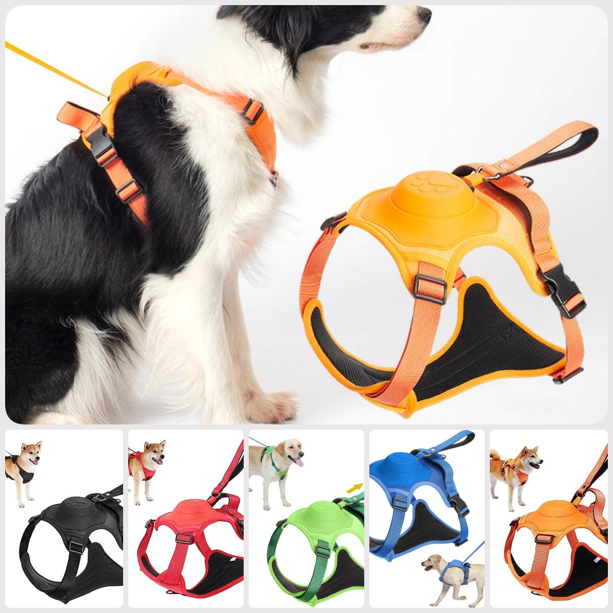 Breathable Adjustable Dog Collar Harness Vest For Outdoor Training