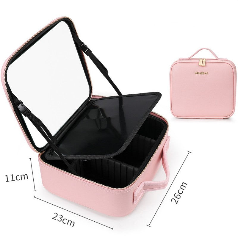 Portable Smart LED Travel Makeup Bags With Ring light Mirror