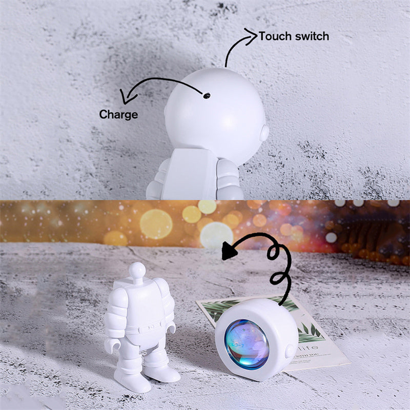 Rechargeable Astronaut Robot Rainbow Projection Dimming Lamp