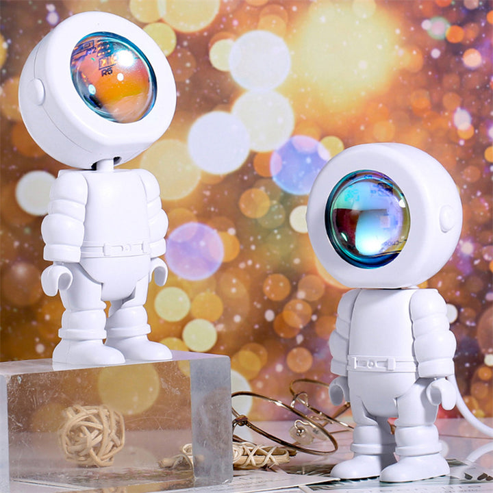 Rechargeable Astronaut Robot Rainbow Projection Dimming Lamp